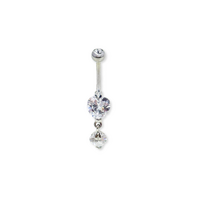 Surgical Steel Belly Ring - Crystal Jewelled Heart Jewellery Charm