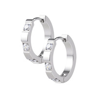 Surgical Steel Huggies Hoop Earrings - Channel Set Cubic Zirconia 20 Gauge - 10mm
