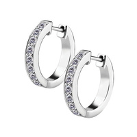 Surgical Steel Huggies Hoop Earrings - Cubic Zirconia 20 Gauge - 10mm