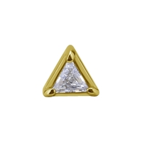 18k Gold Attachment for Internal Thread Labret - Triangle Shape Premium Zirconia - 4mm