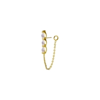 18K Gold Attachment for Threadless Labret - Pair Shape with Chain - Premium Zirconia - 12mm