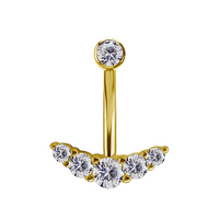 18K Gold and Gold Titanium Threadless Rook Banana Bar - Arrow Shape Premium Zirconia 16 Gauge - 8mm