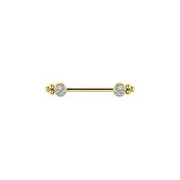 Gold Titanium Internal Thread Nipple Ring - Round Ball Cluster Premium Zirconia