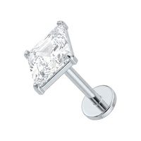 Titanium - Cubic Zirconia Diamond - Threadless 18G - 7mm Flatback Stud