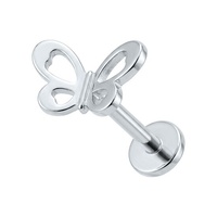 Titanium - Butterfly Outline - Threadless 18G - 7mm Flatback Stud
