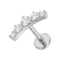 Titanium - Cubic Zirconia Tiara - Threadless 18G - 7mm Flatback Stud