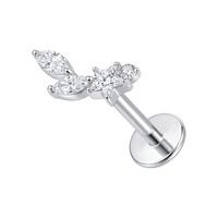 Titanium - Cubic Zirconia Shooting Star - Threadless 18G - 7mm Flatback Stud
