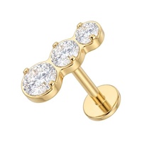 Gold Titanium - Cubic Zirconia Circle Cluster - Threadless 18G - 7mm Flatback Stud