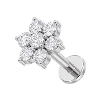 Titanium - Cubic Zirconia Plum Blossom - Threadless 18G - 7mm Flatback Stud