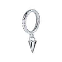 Titanium Earrings - Cubic Zirconia Triangle Pendant - 18G - 8mm