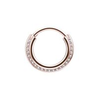 Rose Gold Steel Septum Ring - Triple Slanted Cubic Zirconia 16 Gauge - 8mm