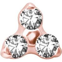 Rose Gold Titanium Attachment for Internal Thread Labret - Premium Zirconia - Trinity