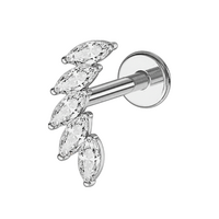 Titanium - Leaf Cluster - Cubic Zirconia - Threadless Labret
