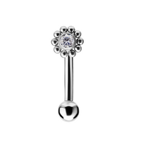 Titanium Internal Thread Rook Bar - Premium Zirconia Ball Flower Cluster