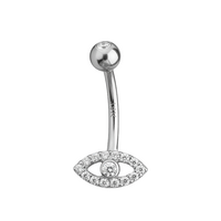 Titanium Double Jewelled Belly Ring Evil Eye Cubic Zirconia