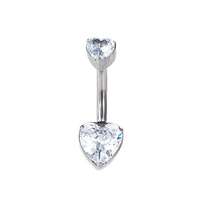 Titanium Belly Ring - Heart - Cubic Zirconia
