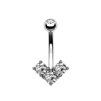 Titanium Double Jewelled Belly Ring V Cubic Zirconia