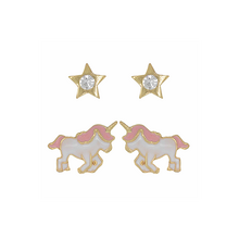 Unicorn and Star Stud Earrings 2 Pack