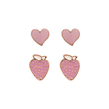 Strawberry and Heart Stud Earrings 2 Pack