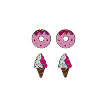 Donut and Ice Cream Stud Earrings 2 Pack