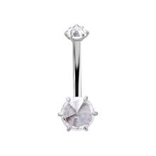 Surgical Steel Internal Thread Double Jewelled Belly Ring Pointed Premium Zirconia