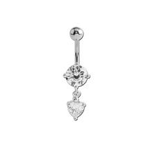 Surgical Steel Belly Ring - Heart and Round Gem
