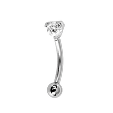 Surgical Steel Eyebrow Bar - Round Cubic Zirconia 16 Gauge - 8mm