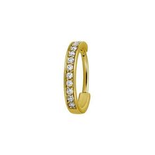 Gold Steel Hinged Conch Ring - Single Row Cubic Zirconia 16 Gauge - 12mm