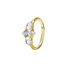Gold Steel Hinged Conch Ring - Pear and Marquise Cubic Zirconia 16 Gauge - 12mm