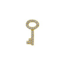 Gold Steel Jewelled Key Charm - Cubic Zirconia