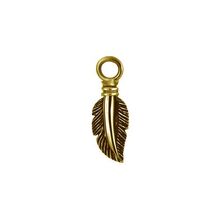 Gold Steel Feather Charm