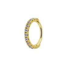 Gold Steel Hinged Clicker Ring - Premium Zirconia Square Design
