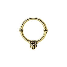 Gold Steel Hinged Clicker Ring - Vintage Bead Design