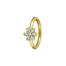 Gold Steel Hinged Ring - Cubic Zirconia Flower