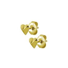 Gold Steel Ear Studs - Geometric Hearts