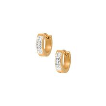 Gold Steel Hoop Earrings - Premium Crystal 20 Gauge - 14mm