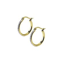 Gold Steel Hoop Earrings - Fine Premium Crystal