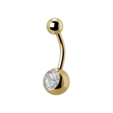 Gold Steel Single Jewelled Belly Ring