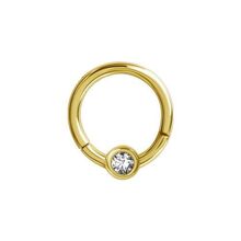 Gold Steel Hinged Ring - Crystal