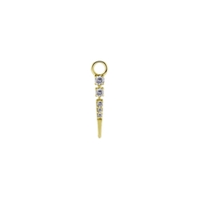 Gold Nickel Free Cobalt Chrome Bar Jewellery Charm - Pointed Premium Zirconia
