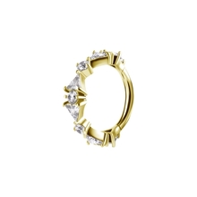 Gold Nickel Free Cobalt Chrome Hinged Ring Triangle and Round Cluster - Premium Zirconia