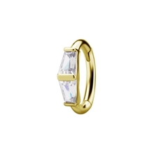 Gold Nickel Free Cobalt Chrome Oval Rook Ring - Premium Zirconia 16 Gauge 5mm x 7mm
