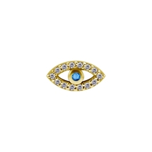 Gold Steel Attachment for Internal Thread Labret - Evil Eye Cubic Zirconia - 10mm