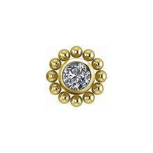 Gold Titanium Attachment for Internal Thread Labret - Premium Zirconia Ball Flower Cluster