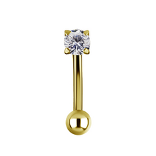 Gold Titanium Internal Thread Rook Bar - Premium Zirconia Round