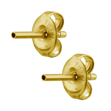 Gold Titanium Internal Ear Stud Pins with Butterfly Back (Type S) 18 Gauge (Sold as Pair)