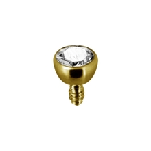 Gold Titanium Attachment for (Type S) Internal Thread Labret - Cubic Zirconia - 2.2mm