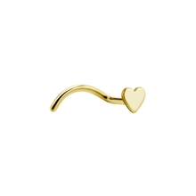 Gold Titanium Pigtail Nose Stud - Heart