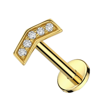 Gold Titanium - Arrow - Cubic Zirconia - Threadless Labret