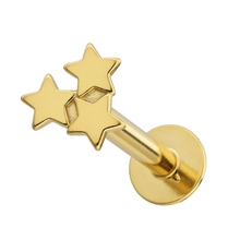 Gold Titanium - Star Cluster - Cubic Zirconia - Threadless Labret